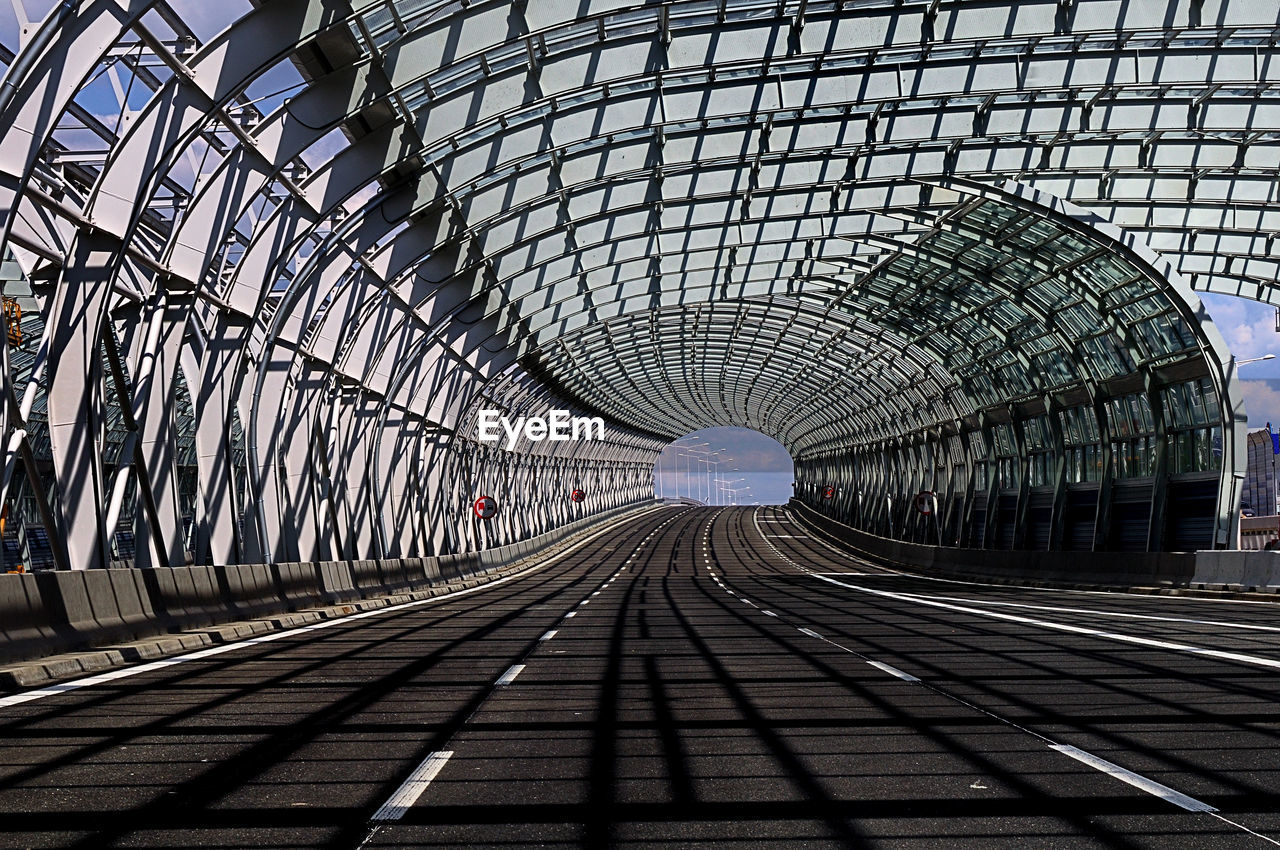 Empty road on bridge