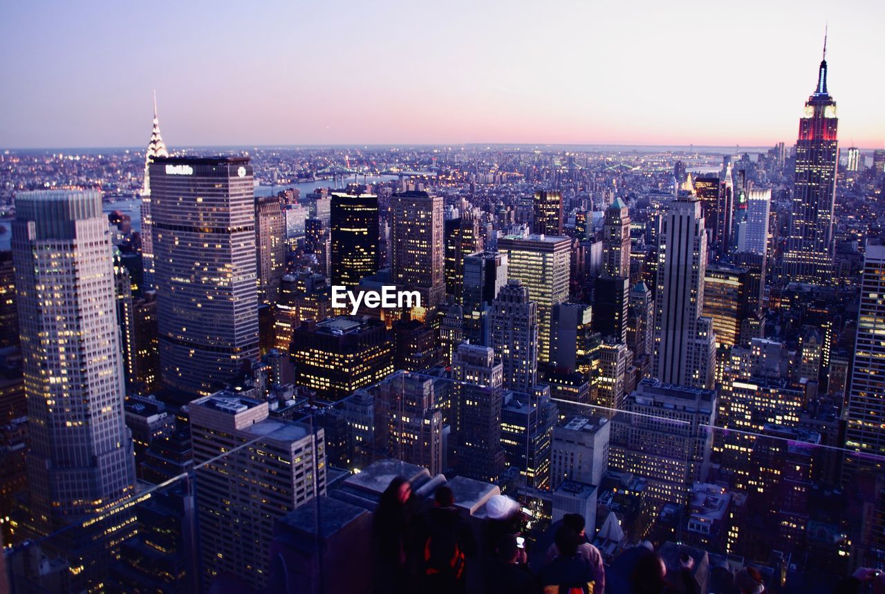 Aerial view of buildings in city, new york