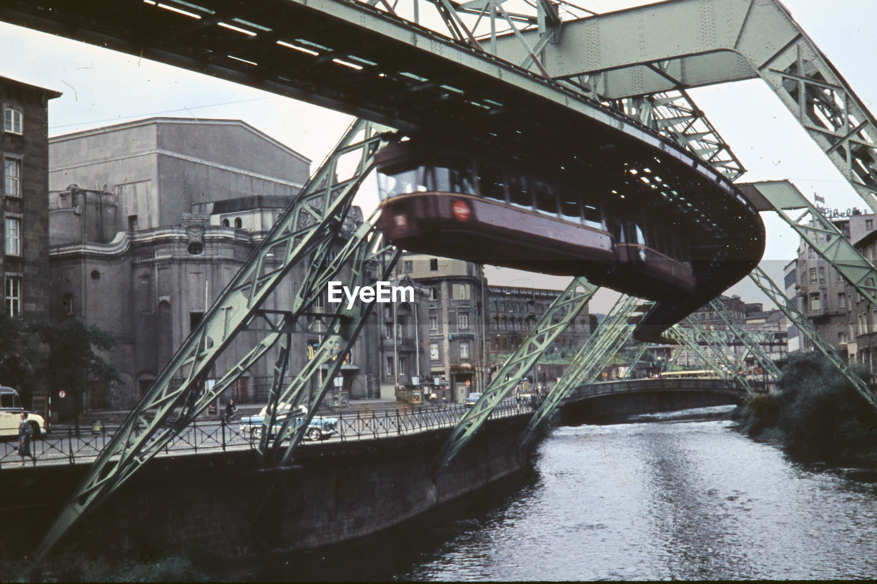 Public transportation over river in city