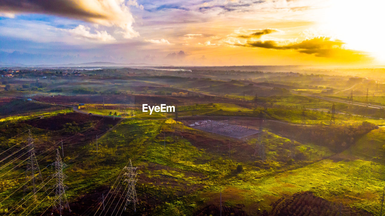 HIGH ANGLE VIEW OF LANDSCAPE AGAINST SKY