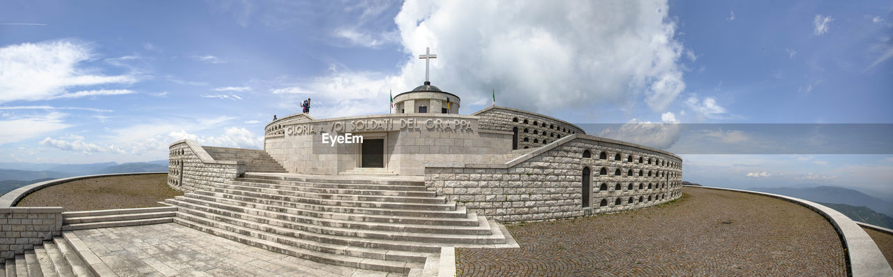 Military shrine memorial of bassano del grappa - panoramic view of monte grappa