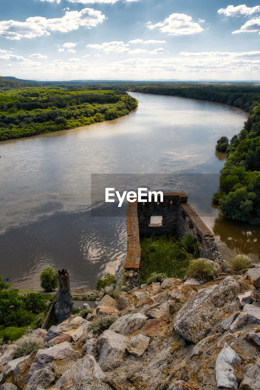 Danube river view from devin castle ruins, slovakia