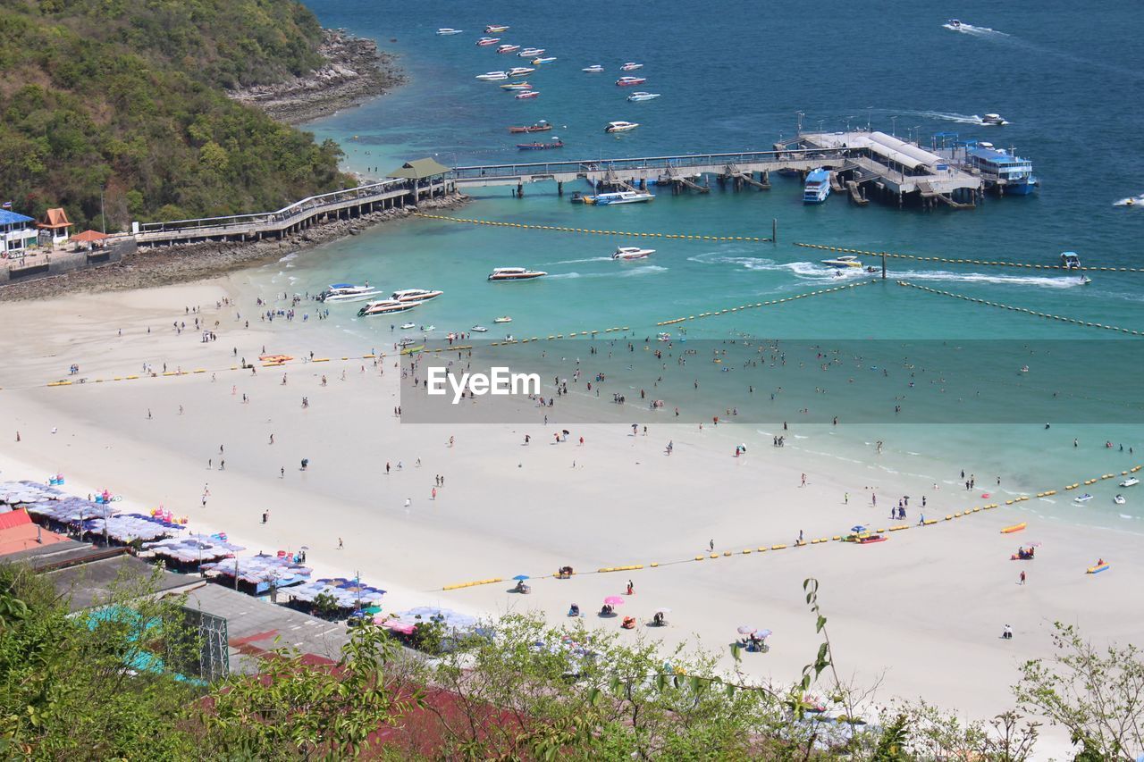 High angle view of people on beach