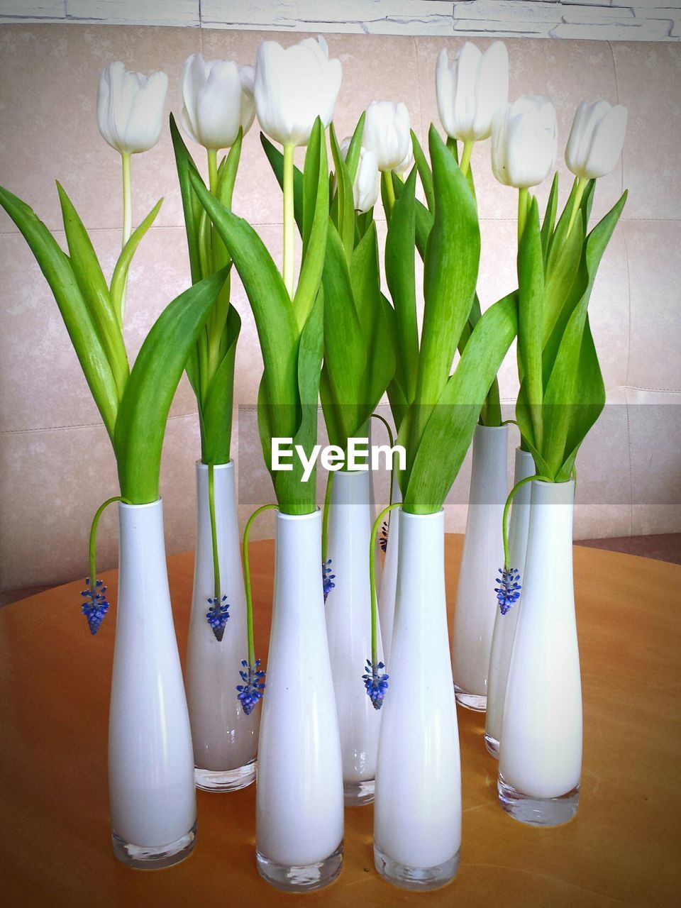 Close-up of vases on table