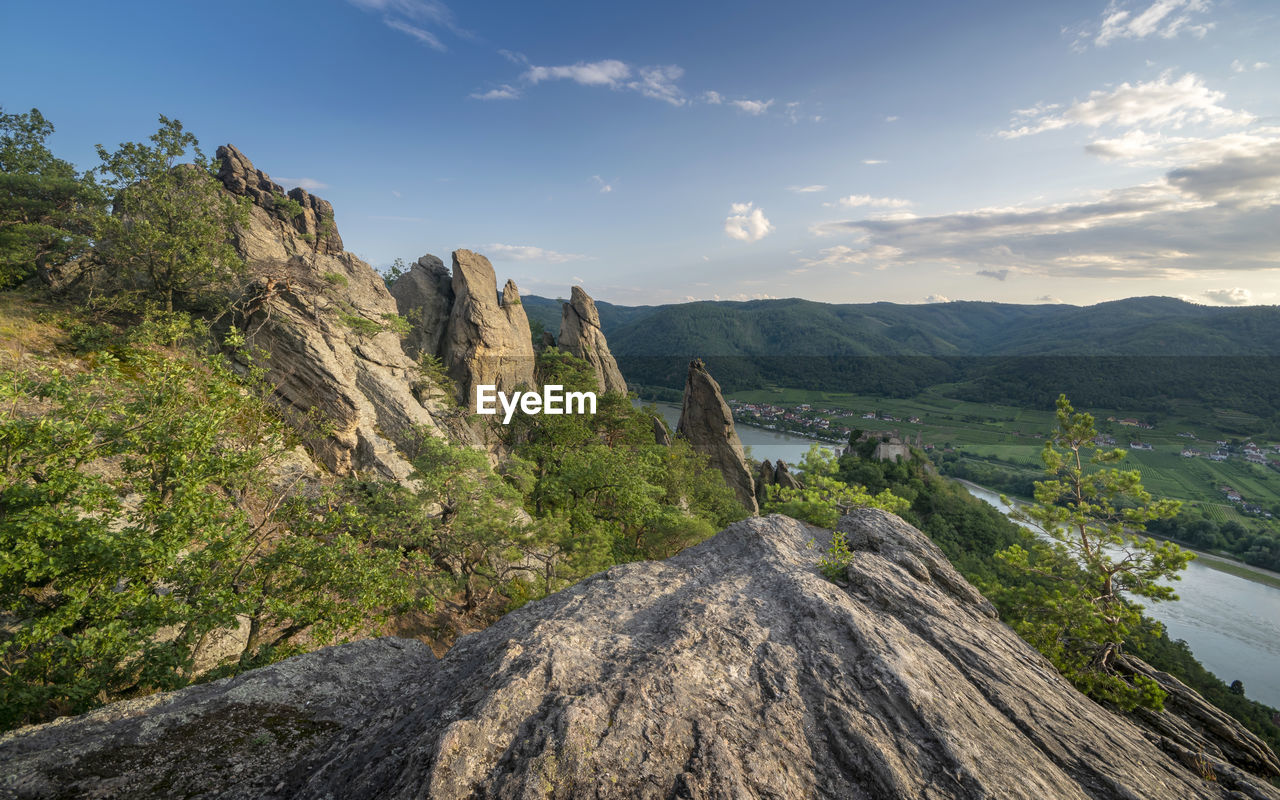 Panoramic view of landscape against cloudy sky