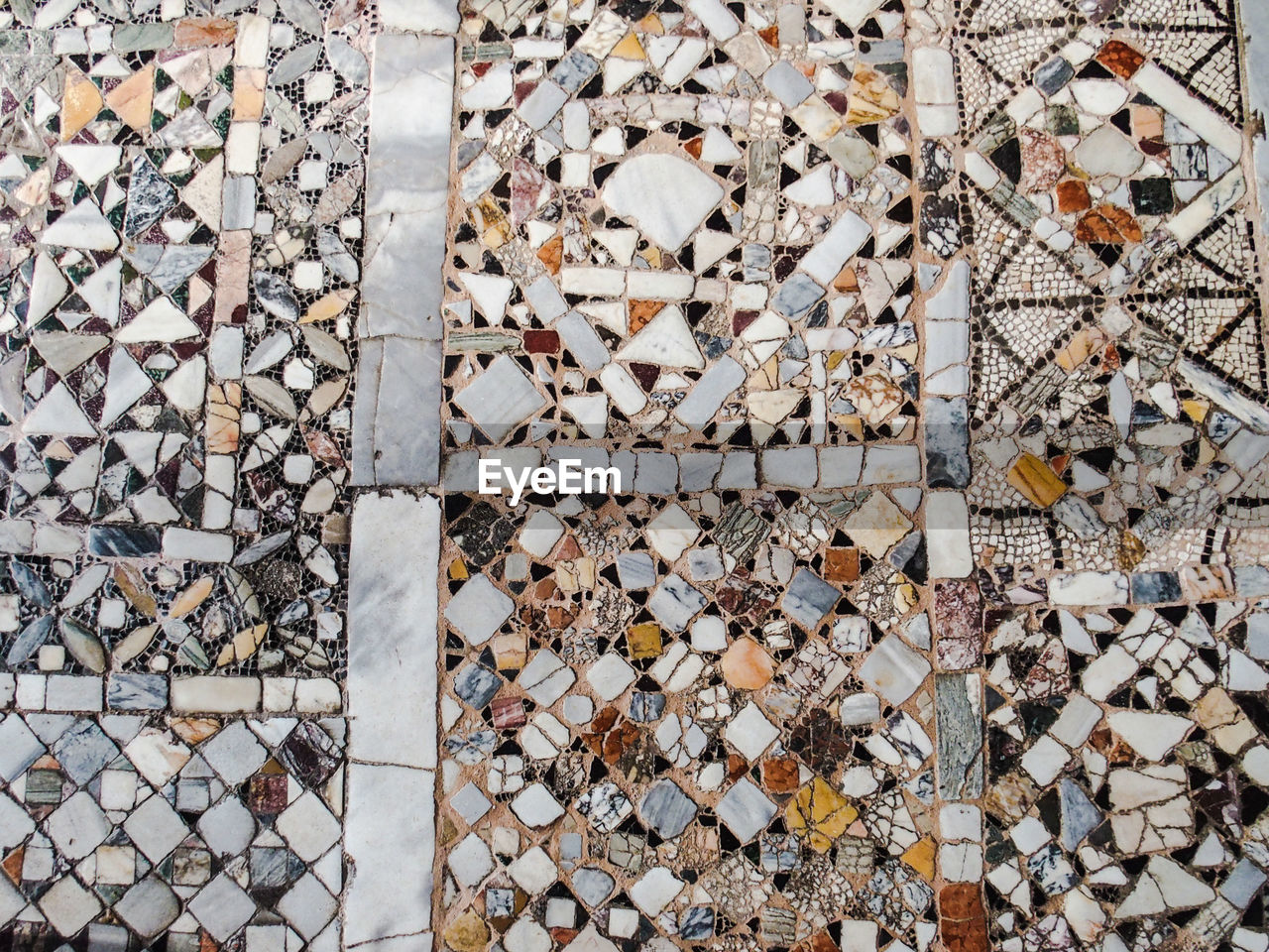Full frame shot of ancient tiled floor of church