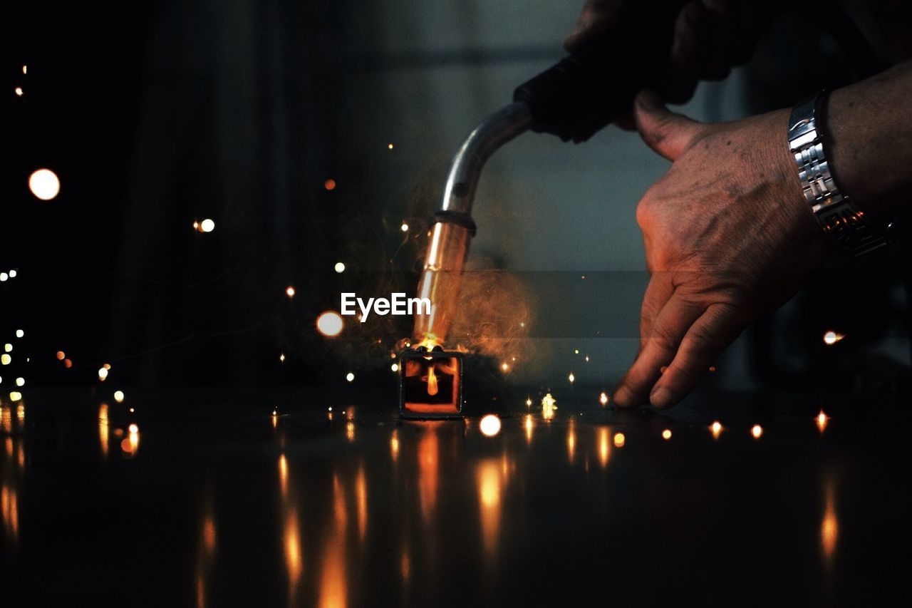 Close-up of welder at work