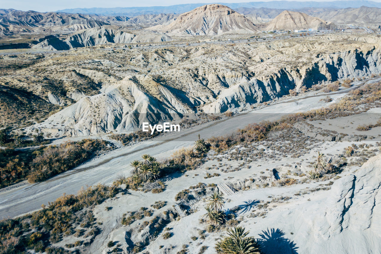 High angle view of desert