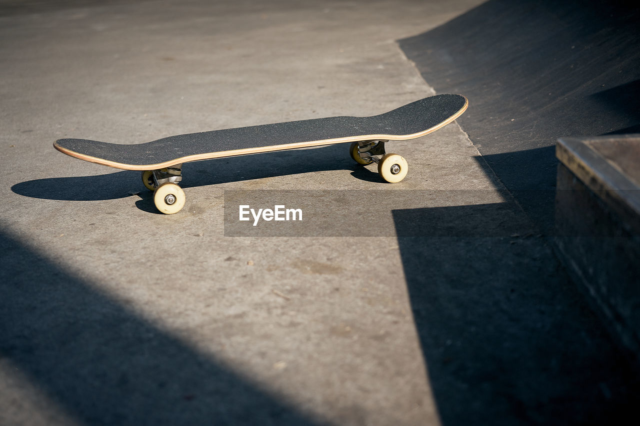 High angle view of skateboard on table