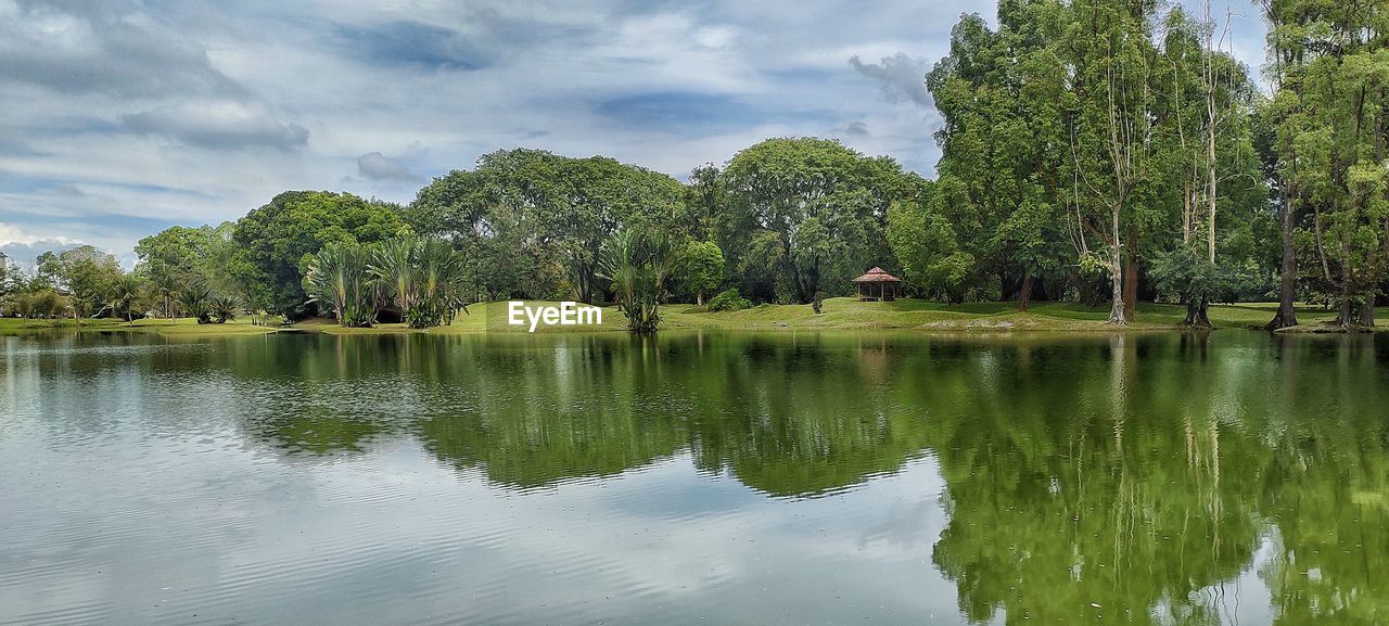 Scenic view of lake against sky