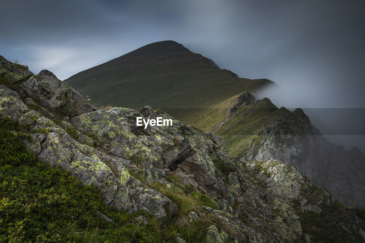 Alpine views from fagaras mountains, romania. summer carpathian landscapes.