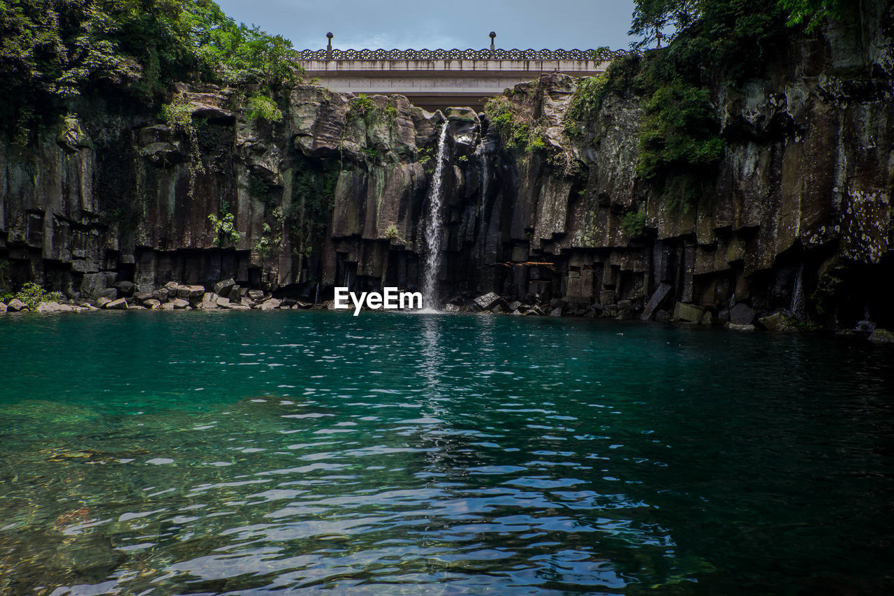 View of fountain in city