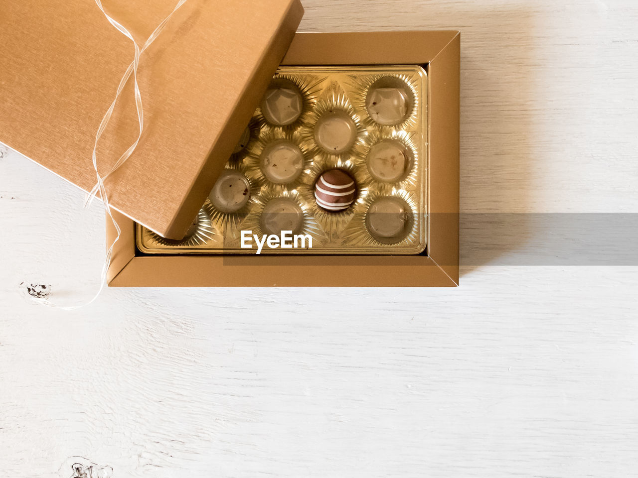 Directly above shot of chocolate in box