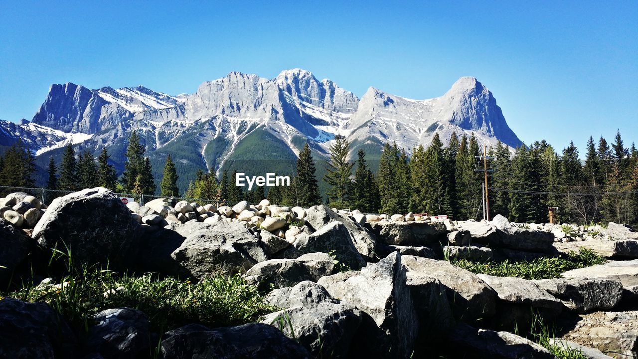 Scenic view of mountains against clear sky