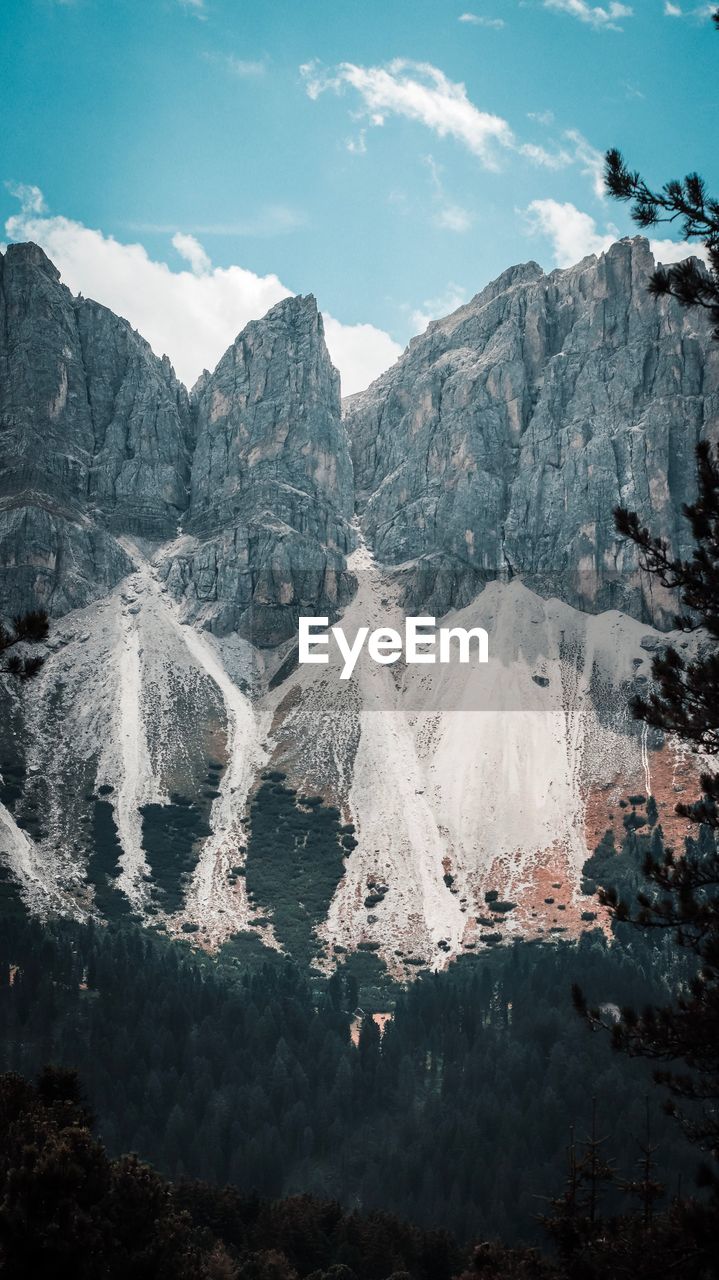 Aerial view of mountain range against cloudy sky