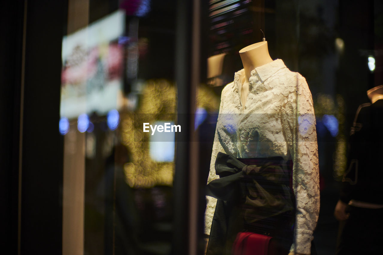 Close-up of mannequin in store
