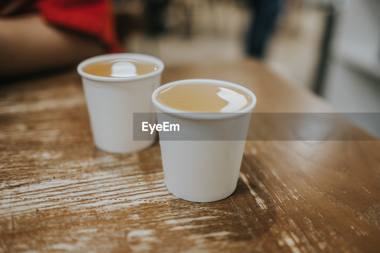 Close-up of tea cup on table