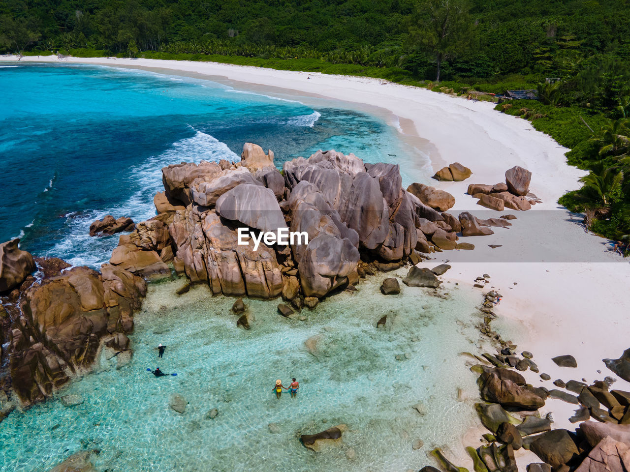 high angle view of rocks on beach