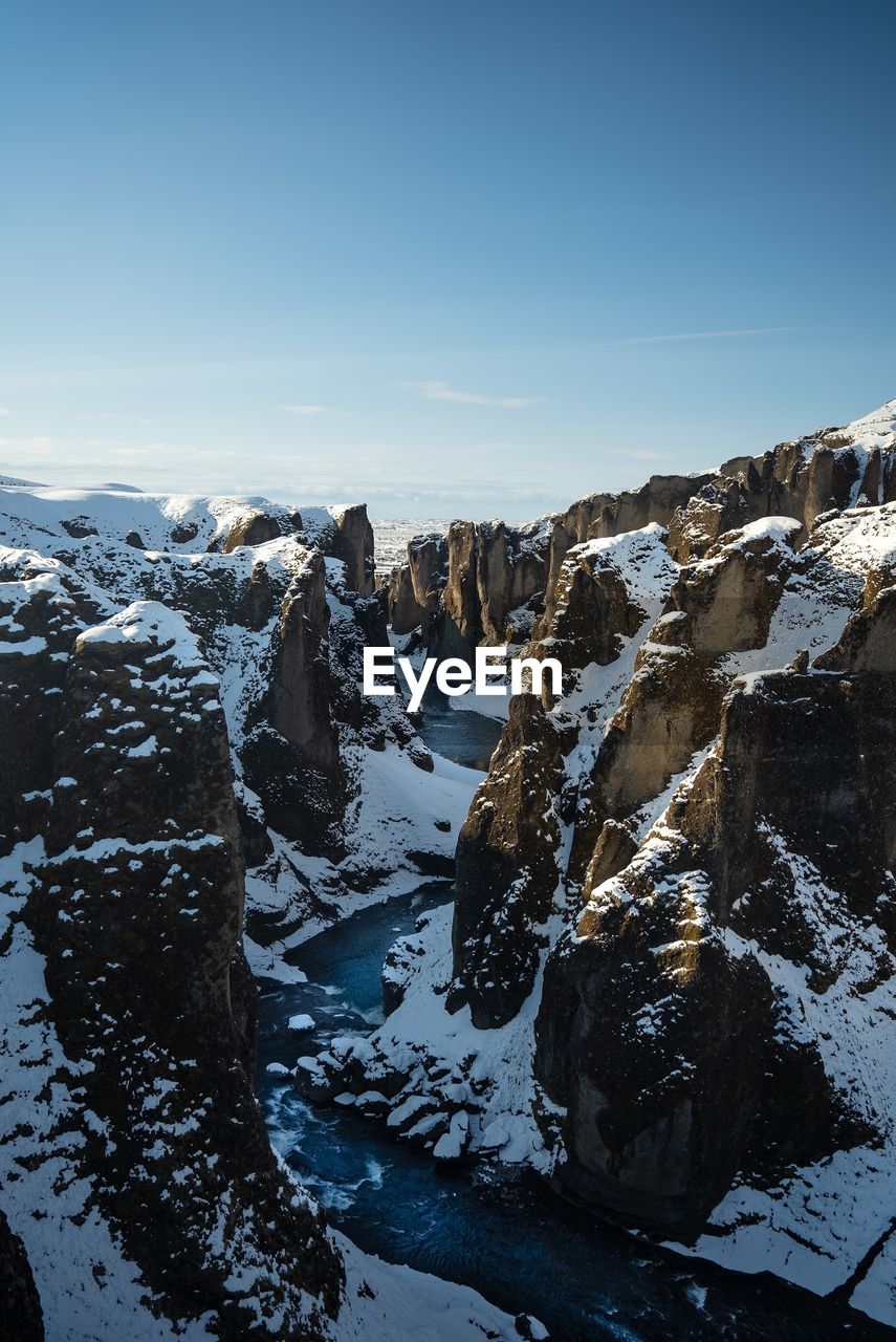 scenic view of snow covered mountain against sky