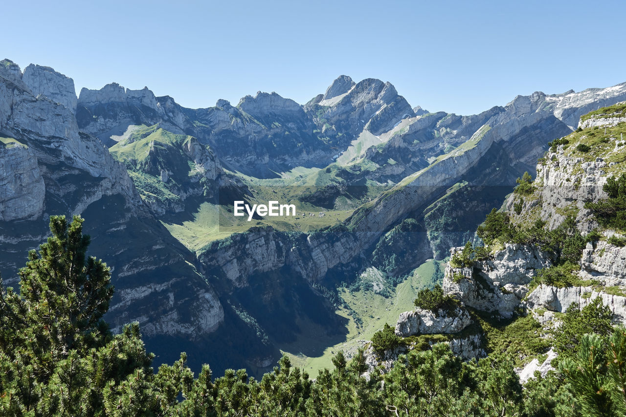 Scenic view of mountains against clear sky
