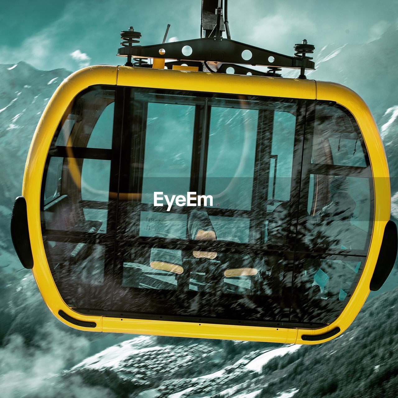 Overhead cable car during winter