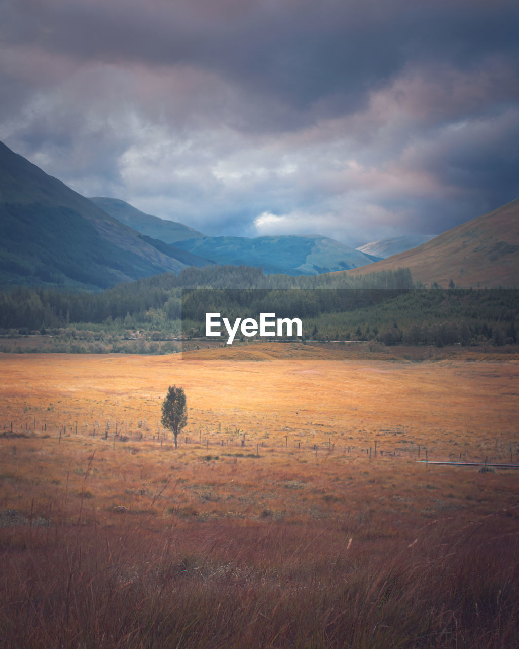 Scenic view of land and mountains against sky