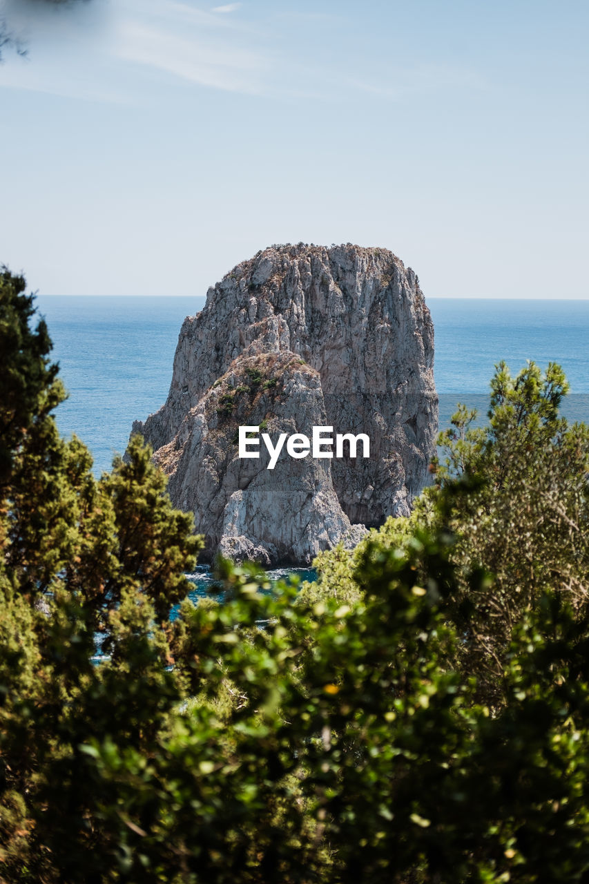 Landscape pictures of rock formations near capri island in italy