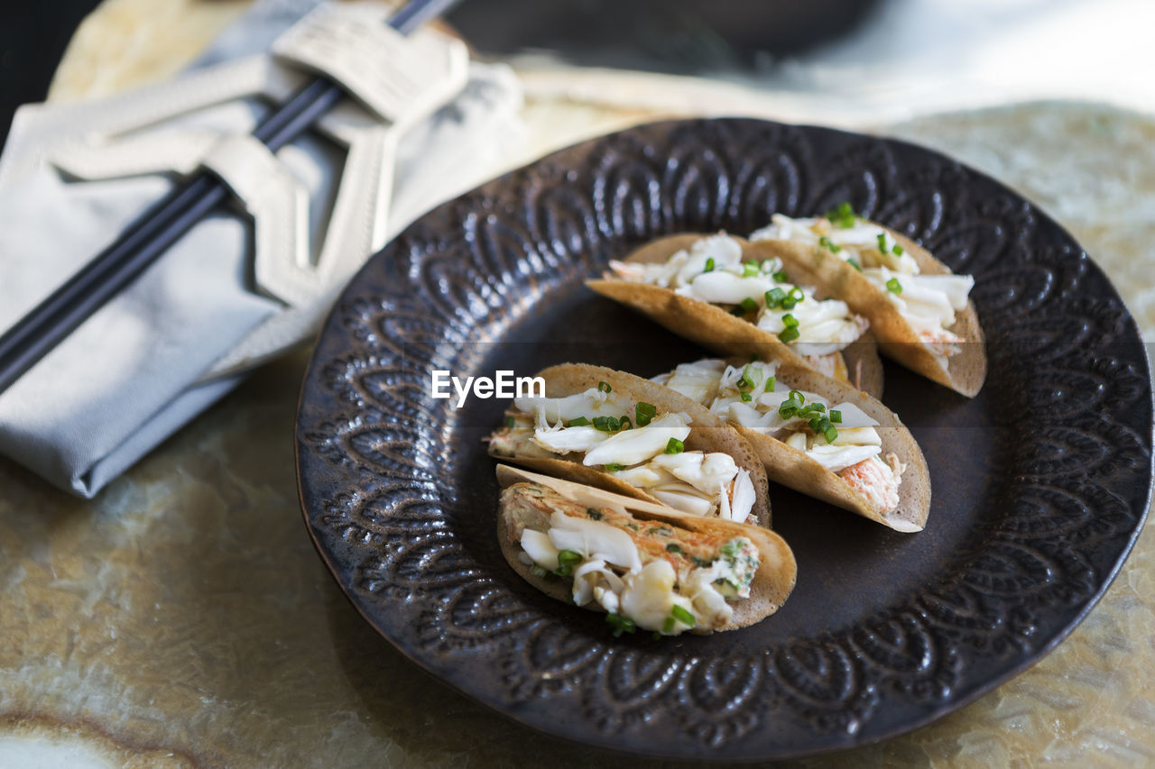 Thai crispy pancake with crab filling