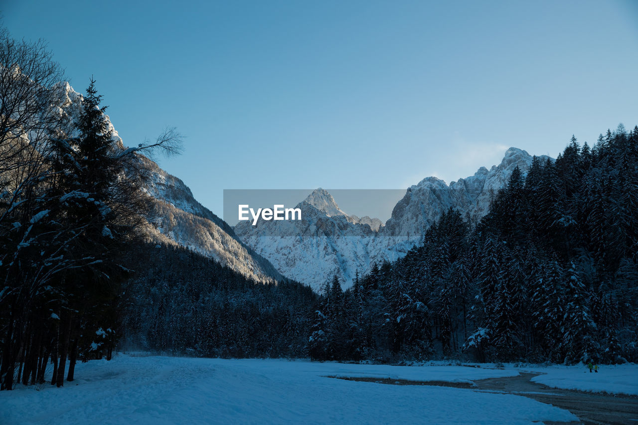 SNOWCAPPED MOUNTAINS AGAINST CLEAR SKY