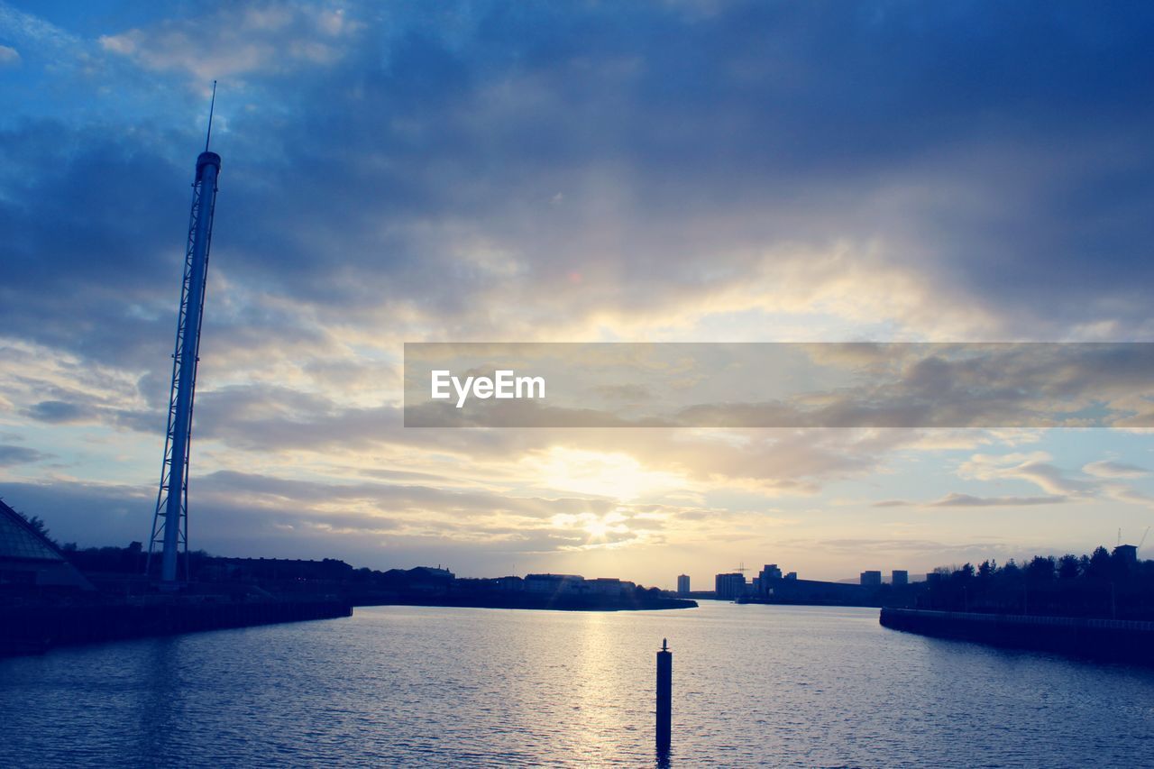 SCENIC VIEW OF RIVER AT SUNSET