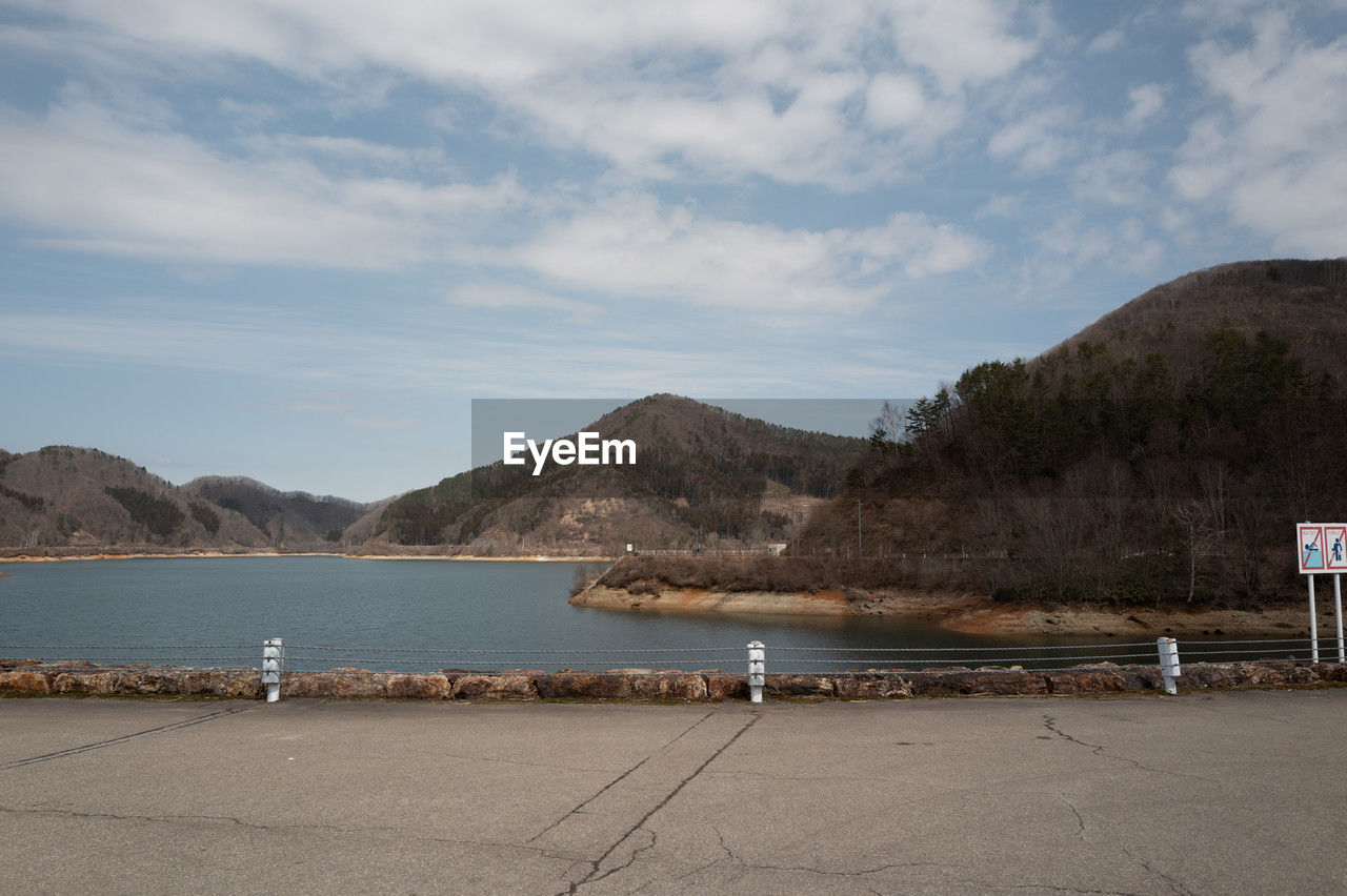The empty ouchi dam in the mountains of japan