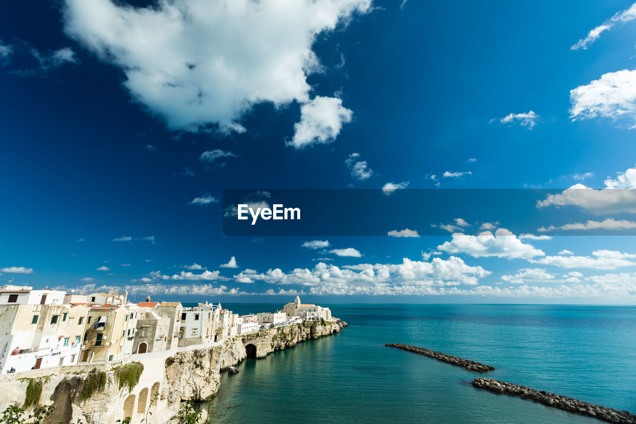 PANORAMIC VIEW OF SEA AGAINST BLUE SKY