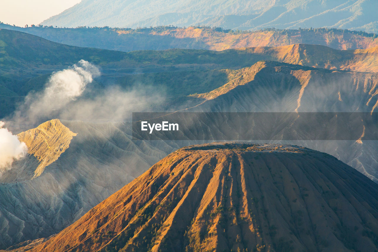 Sunrise at mount bromo volcano, the magnificent view national park, east java, indonesia.