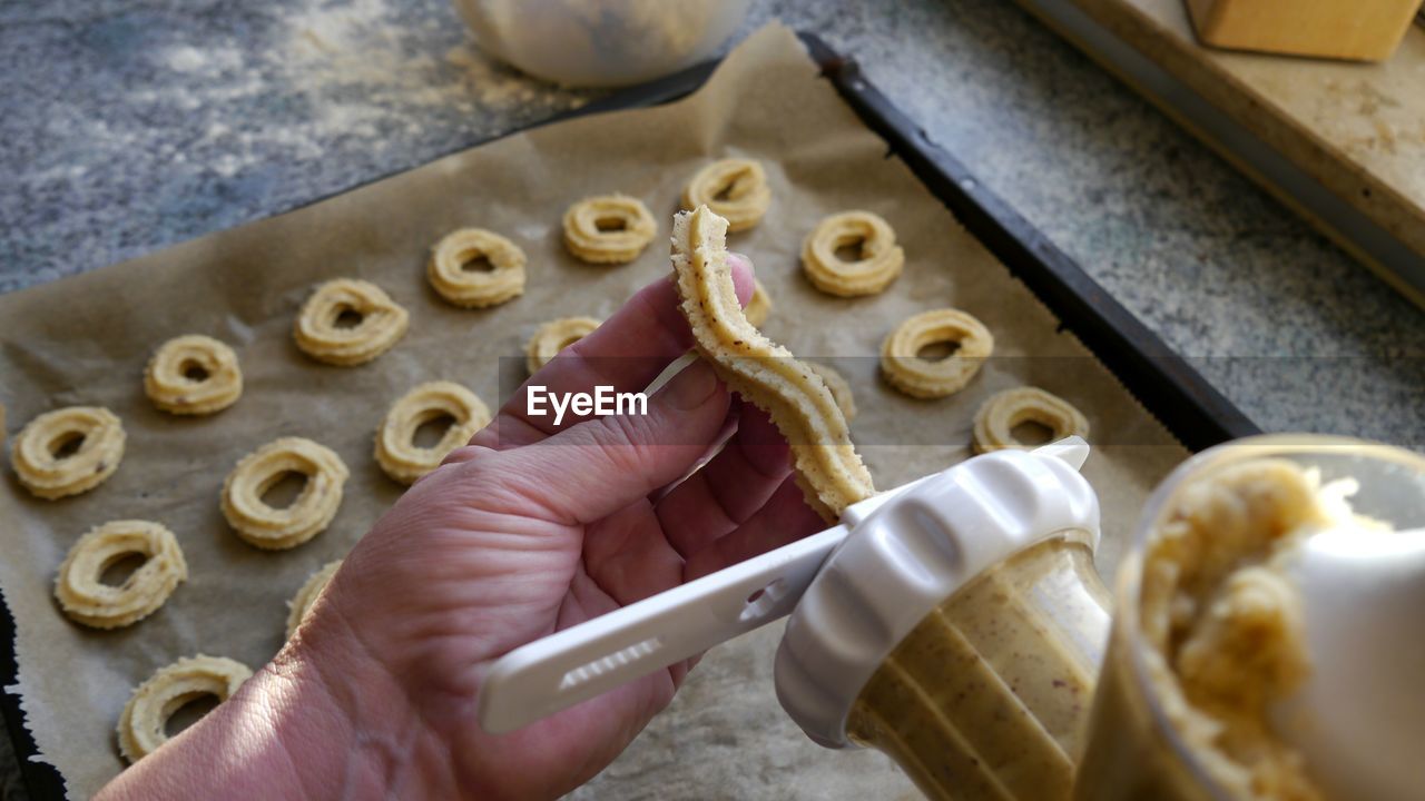 Close-up of person preparing food