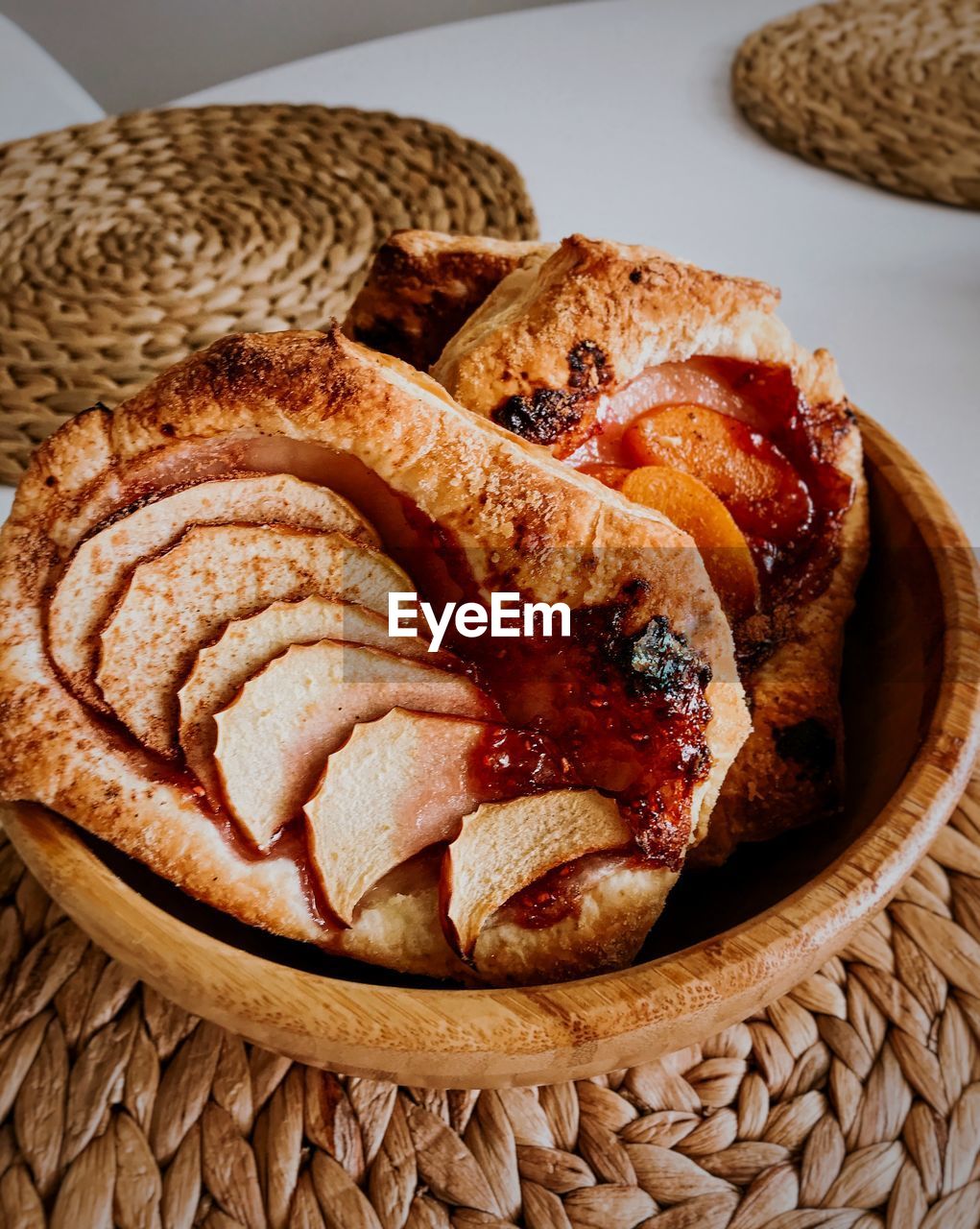 Close-up of bread in basket on table