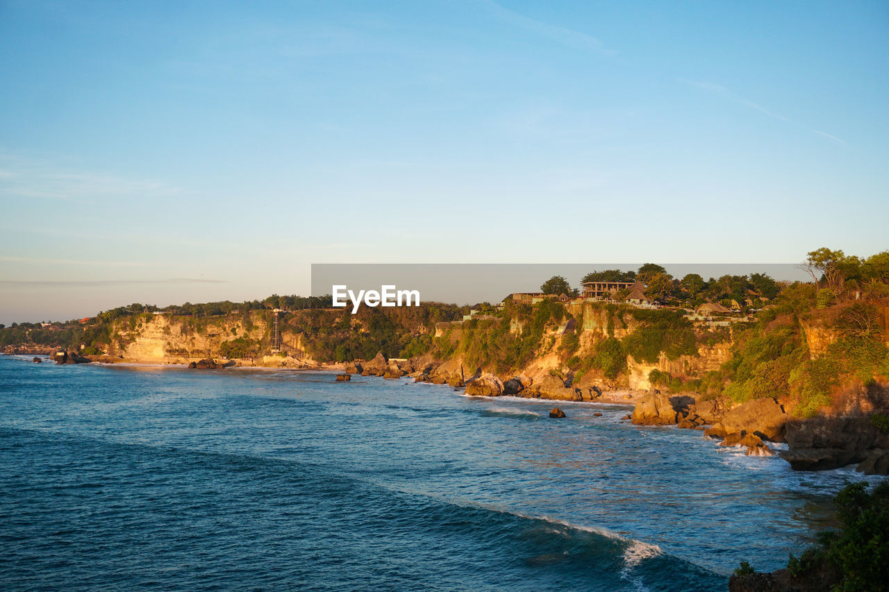 Scenic view of sea against clear sky