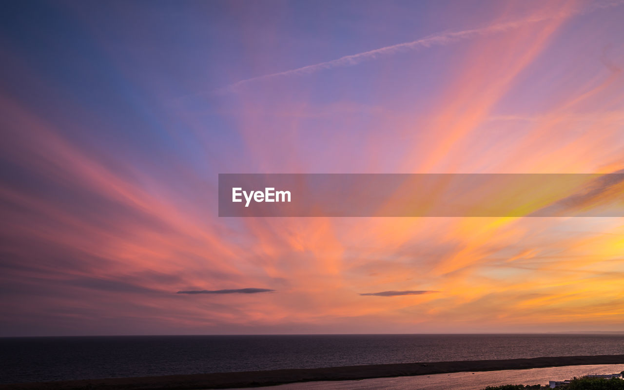 Sunset at sea barn farm, fleet, weymouth, uk