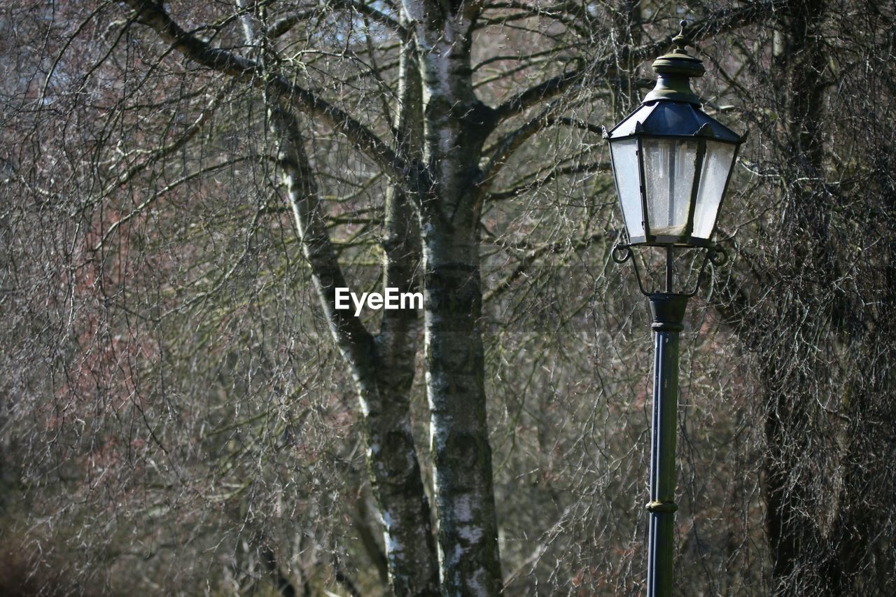 High section of lamp post in park
