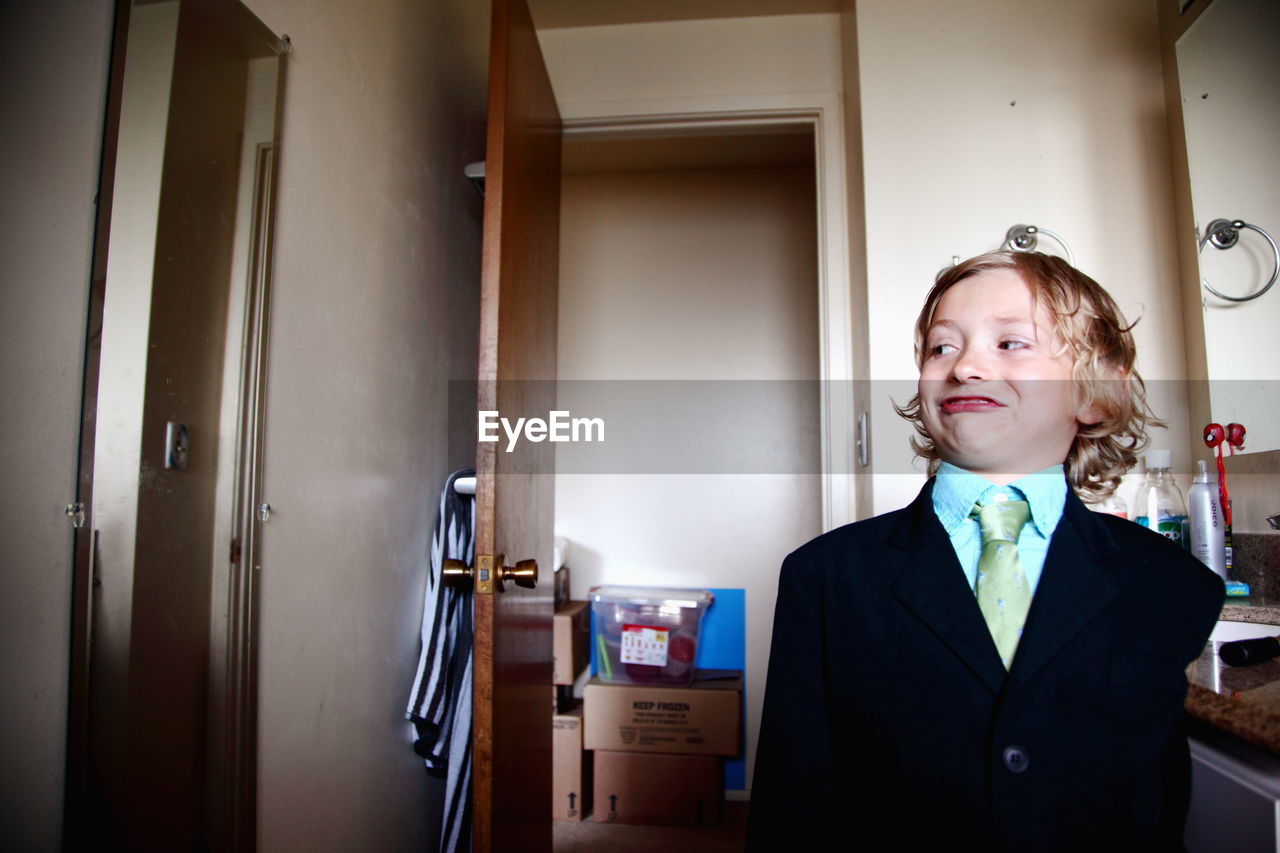 Portrait of boy at home