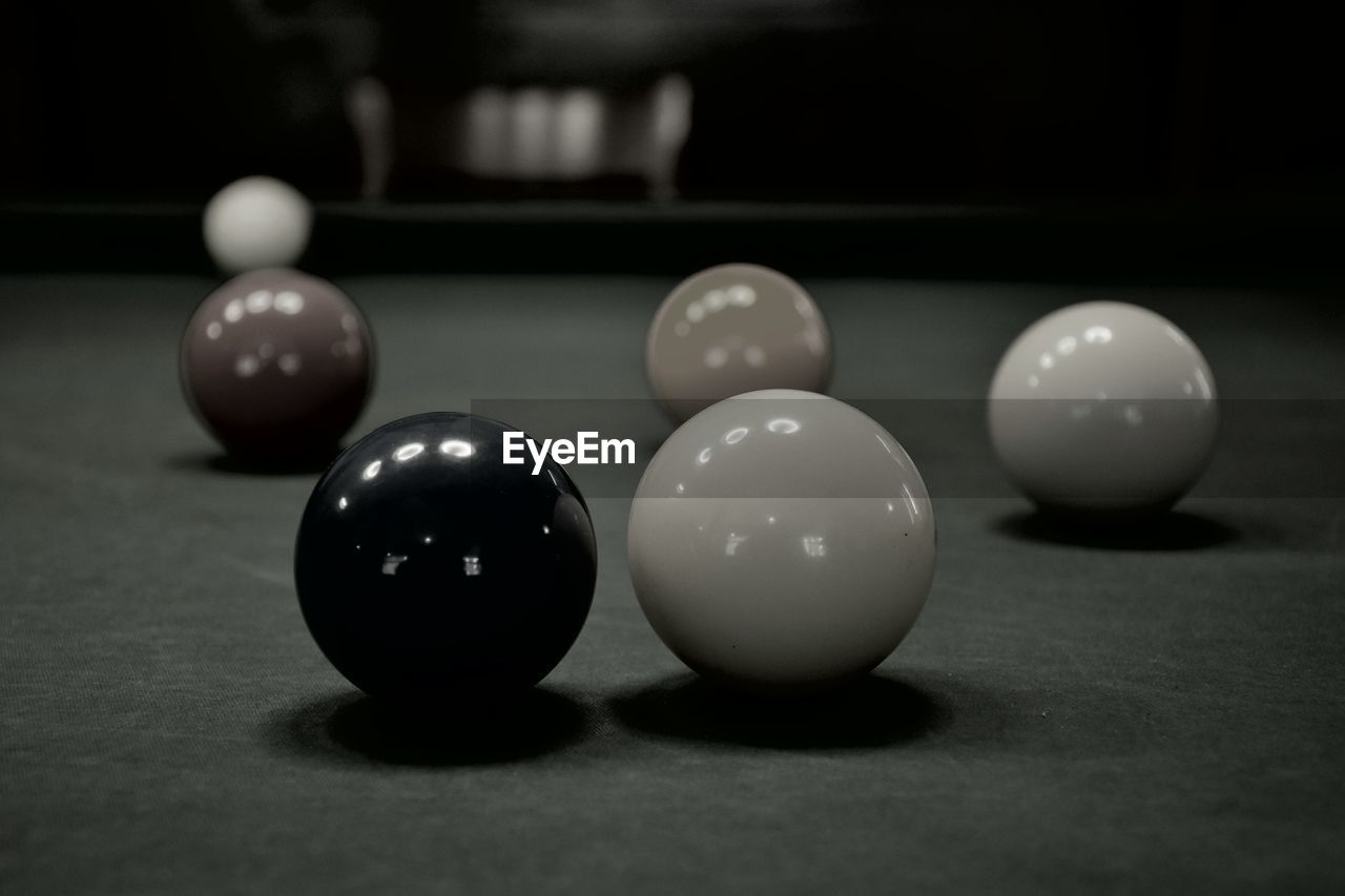 Snooker balls on table