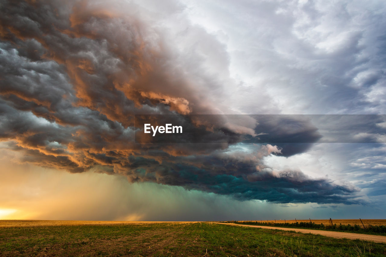 Stormy sky with dramatic clouds at sunset near eads, colorado.