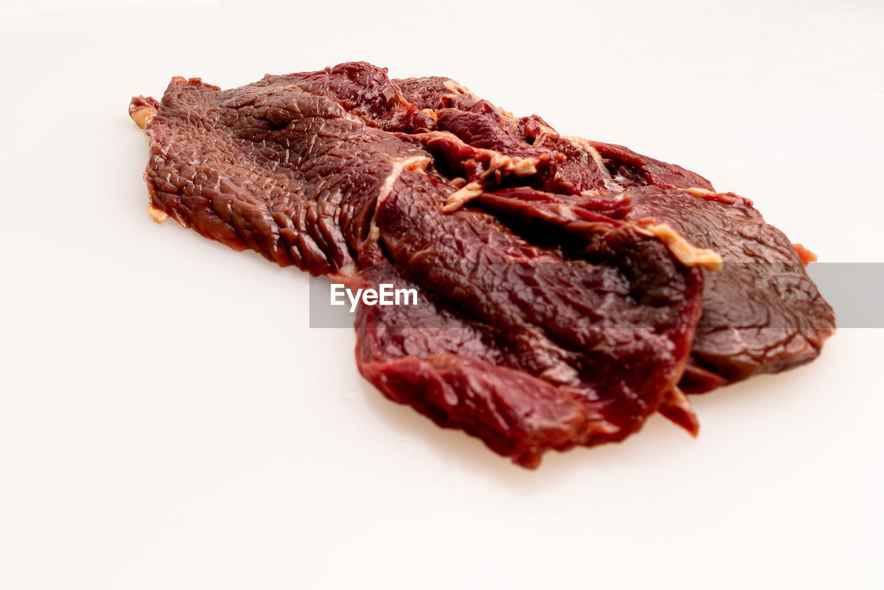 high angle view of bread on white background