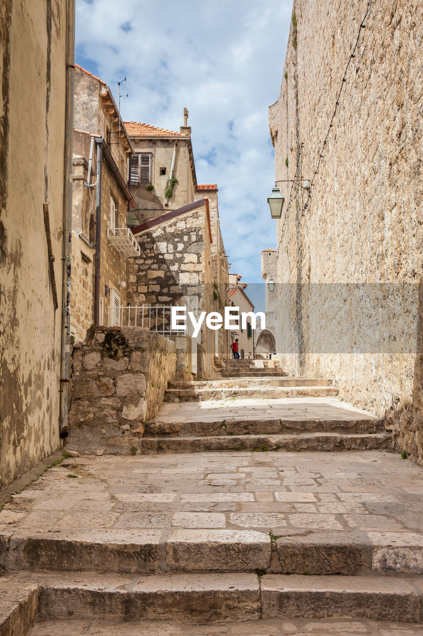 The beautiful steep alleys at the walled old town of dubrovnik