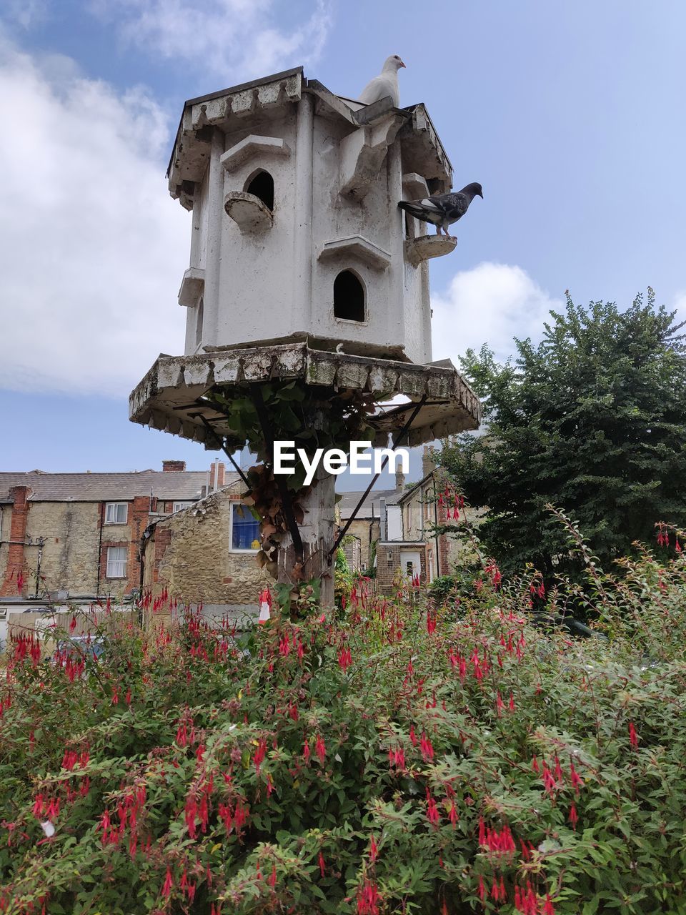 Low angle view of dovecote against sky