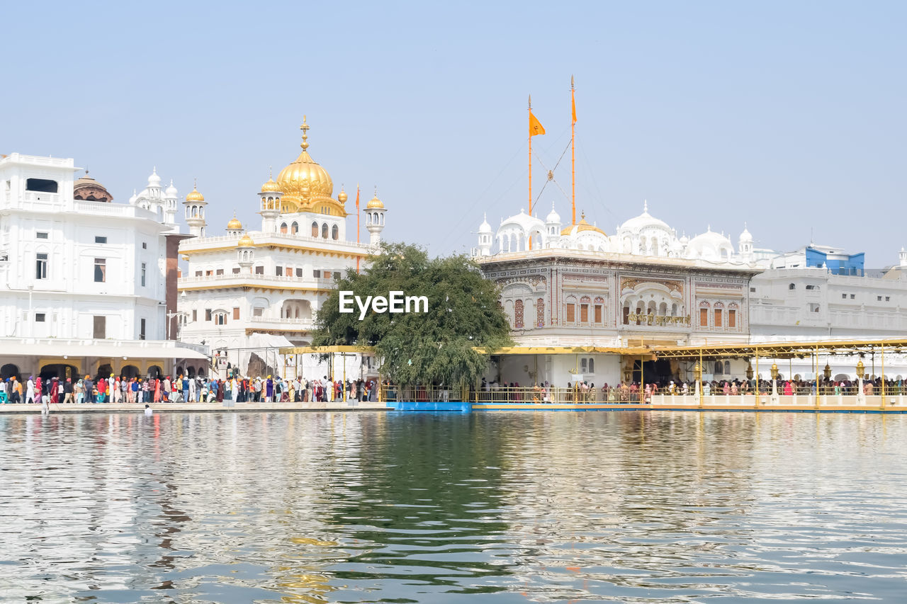 Beautiful view of golden temple - harmandir sahib in amritsar, punjab, india, famous indian sikh