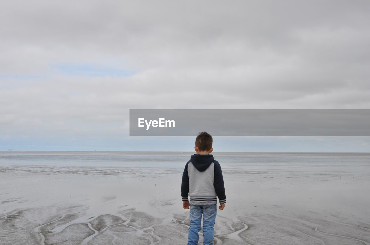 Rear view of man standing on beach