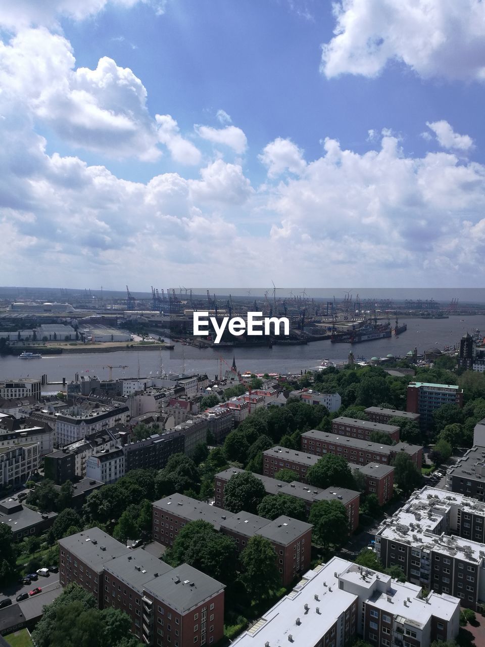 High angle view of cityscape against sky