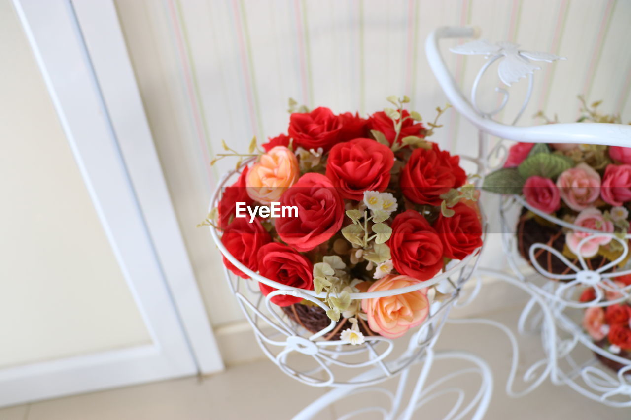 Close-up of flower vase on table