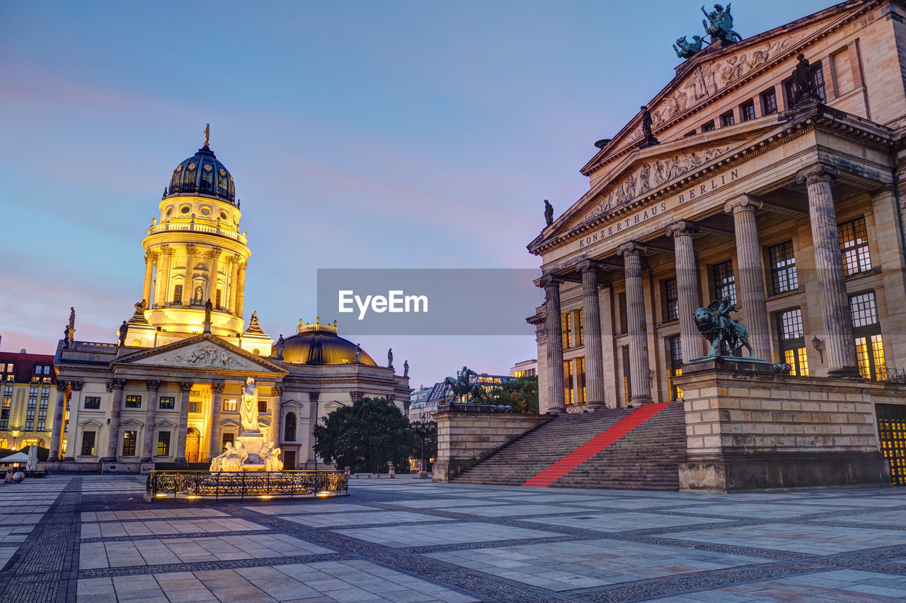 The famous gendarmenmarkt square in berlin at dawn