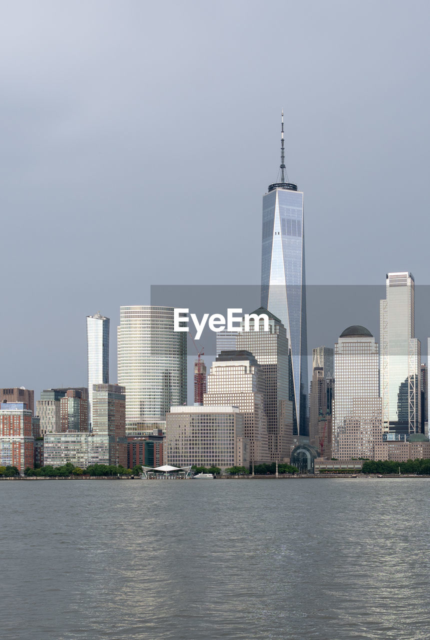 View of lower manhattan from jersey city waterfront after a summer storm